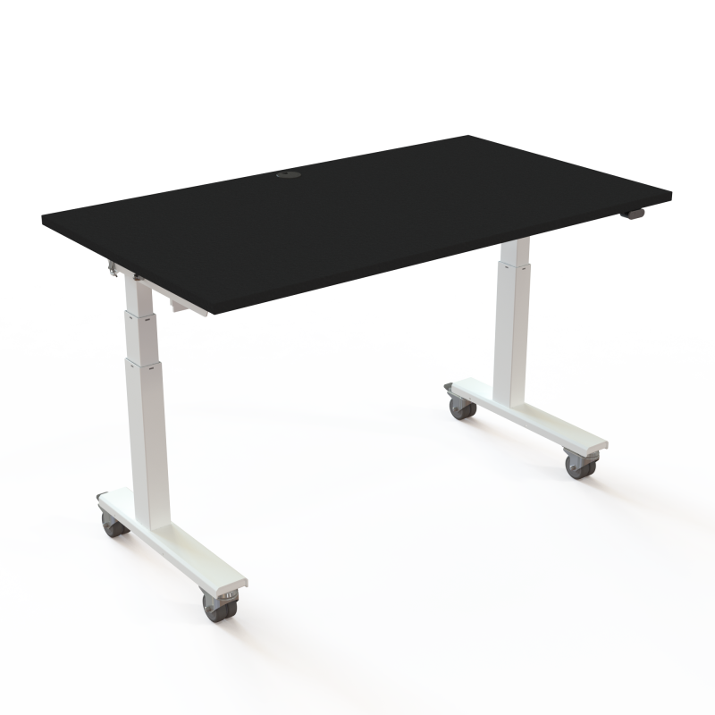 H&aelig;ve-/s&aelig;nkebord | 140x80 cm | Sort  med hvidt stel