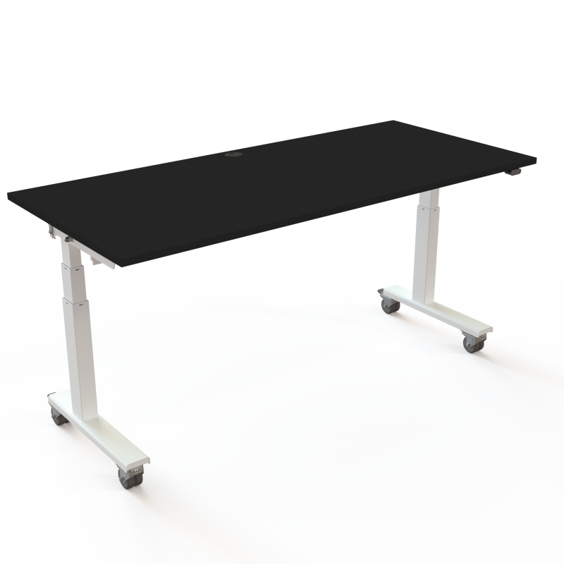 H&aelig;ve-/s&aelig;nkebord | 180x80 cm | Sort  med hvidt stel