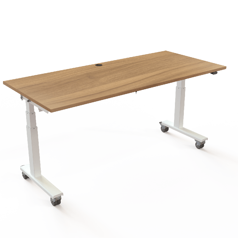 H&aelig;ve-/s&aelig;nkebord | 180x80 cm | Valn&oslash;d med hvidt stel