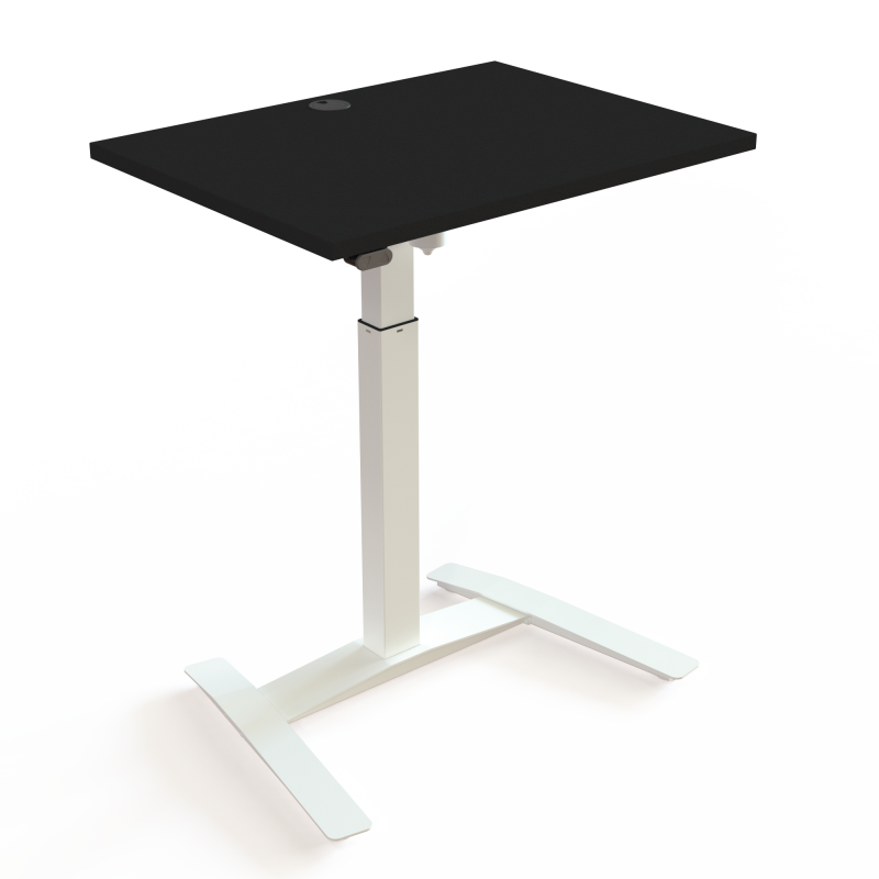 H&aelig;ve-/s&aelig;nkebord | 80x60 cm | Sort  med hvidt stel