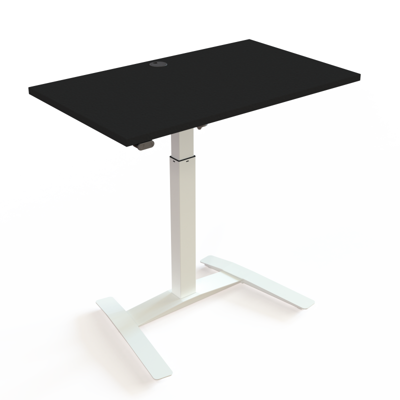 H&aelig;ve-/s&aelig;nkebord | 100x60 cm | Sort  med hvidt stel