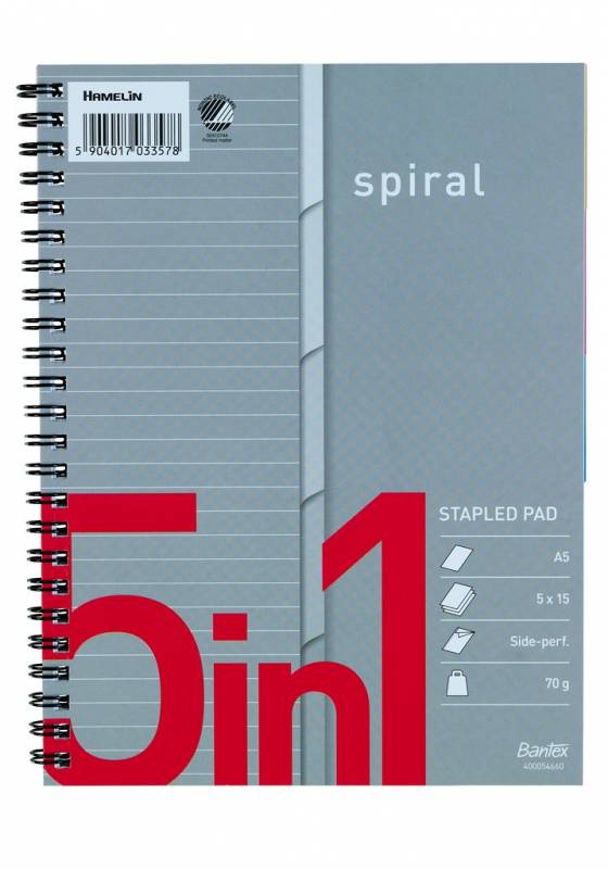 5in1 kollegieblok A5+ linjeret