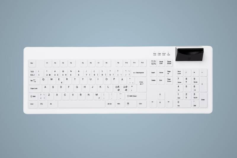 Active Key Med Keyboard SmartCard Full-Size W Black & White