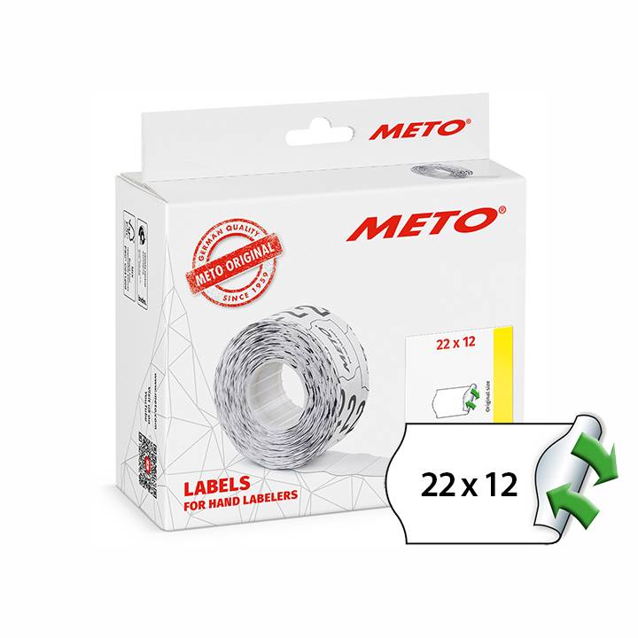 METO etiket aftag 22x12 hvid (12rl/1000)