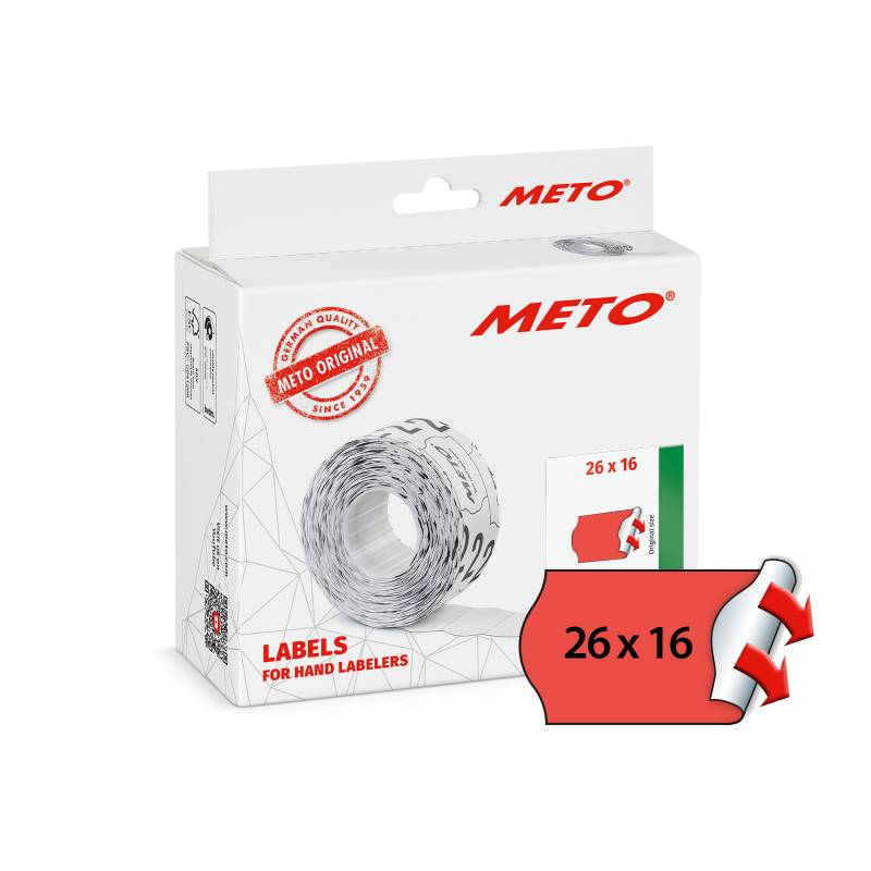 METO etiket perm 26x16 neonr&oslash;d (12rl/1000)