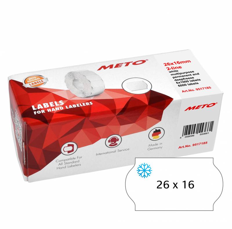 METO fryseetiket perm 26x16 hvid (6rl/1000)