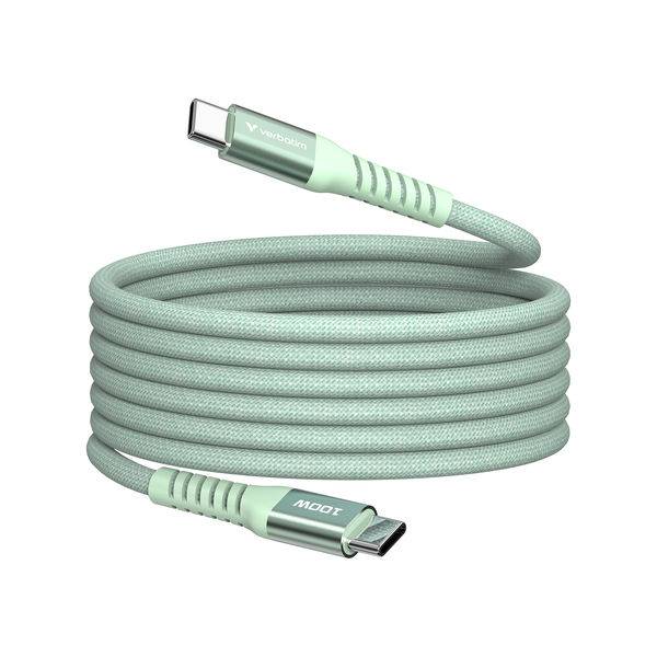 VERBATIM Sync N Charge USB C-USB C 100W Magnetic 1.2m Green