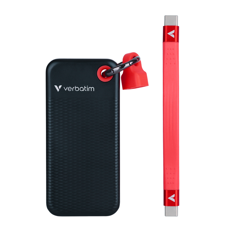 VERBATIM USB 3.2 Gen 2 1TB Pocket SSD, Black/Red