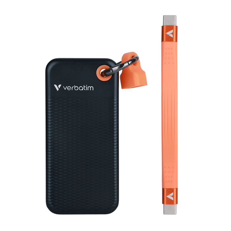 VERBATIM USB 3.2 Gen 2 2TB Pocket SSD, Black/Orange