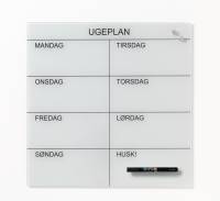 Glass week planner 45 x 45 cm. White DK
