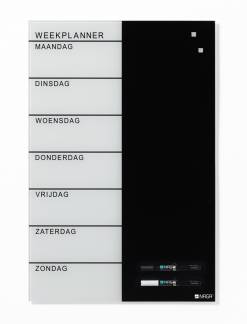 40 x 60 cm. Glass week planner Dutch Naga Glas uge tavle Hollandsk - 40 x 60 cm.