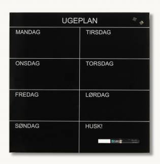 Glass week planner 45 x 45 cm. Black DK