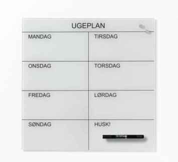 Glass week planner 45 x 45 cm. White DK