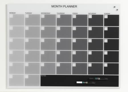 80 x 60 cm. Glass month planner. Grey. English. 80 x 60 cm. Glass month planner. Grey. English.