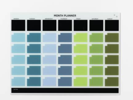 Glass month planner 120 x 90 cm. English