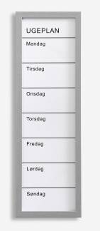 20 x 60 cm. White board week planner Danish NON MAGNETIC 20 x 60 cm. White board week planner Danish NON MAGNETIC