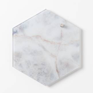 Glass board 21cm Hexagon. Rose marble