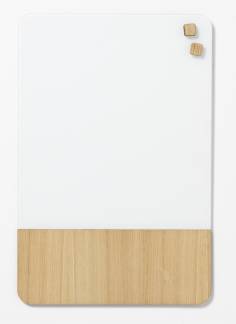 40 x 60 cm. Matt glass white/Oak veneer Magnetic board K&oslash;b hvid magnetisk glastavle med egefiner her