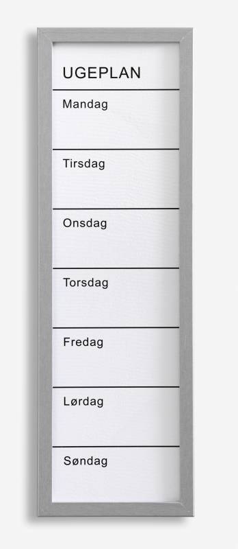20 x 60 cm. White board week planner Danish NON MAGNETIC 20 x 60 cm. White board week planner Danish NON MAGNETIC
