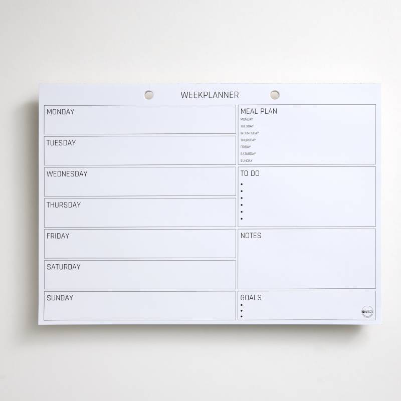 A4 Planning pad, Weekly planner with notes, English A4 Planning pad, Weekly planner with notes, English
