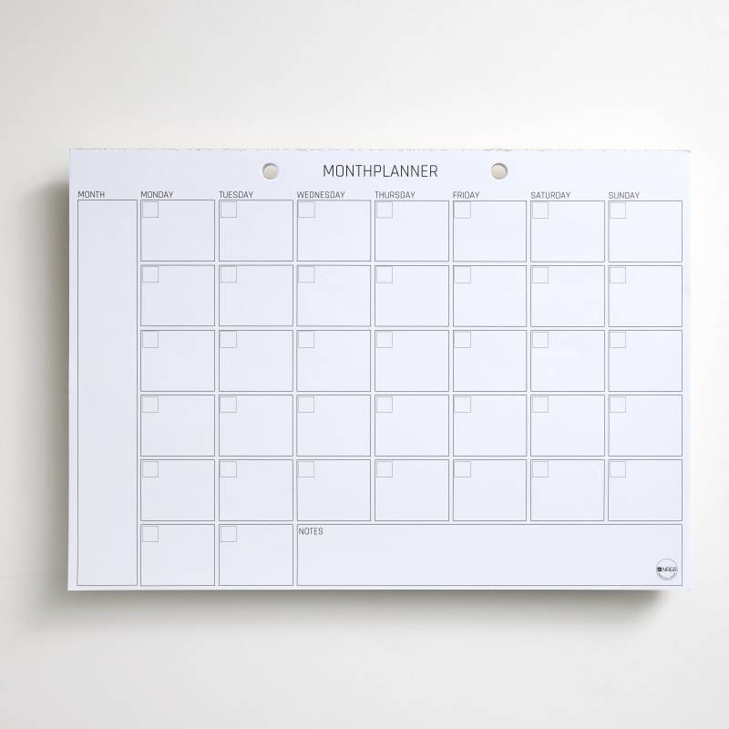 A4 Planning pad, Monthplanner, English A4 Planning pad, Monthplanner, English