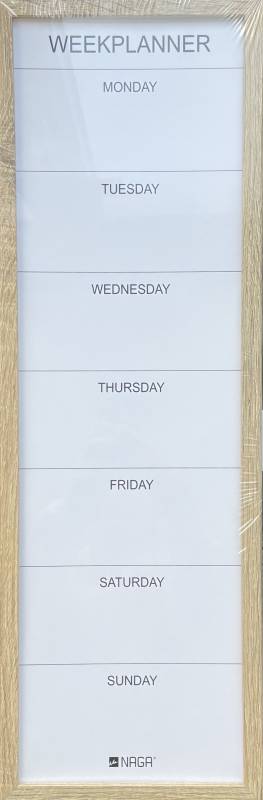 20 x 60 cm Whiteboard Week Planner Wood Frame English 20 x 60 cm Whiteboard Week Planner Wood Frame English