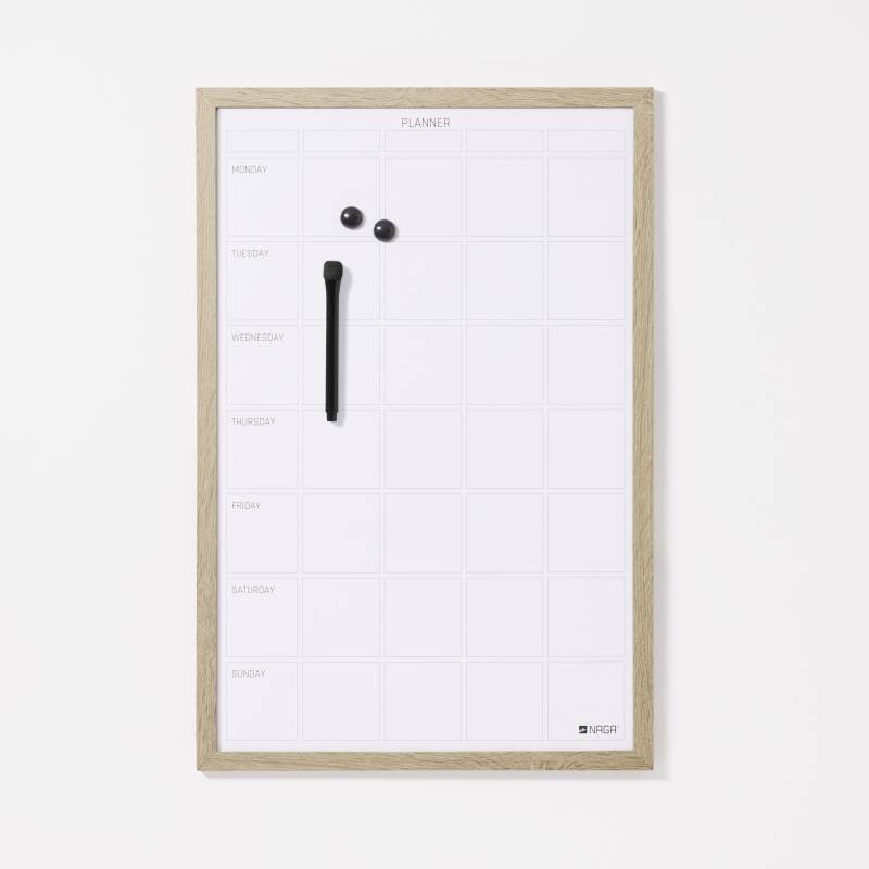 40 x 60 cm. Whiteboard Week Planner with Wood Frame English 40 x 60 cm. Whiteboard Week Planner with Wood Frame English