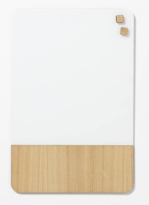 40 x 60 cm. Matt glass white/Oak veneer Magnetic board 40 x 60 cm. Matt glass white/Oak veneer Magnetic board