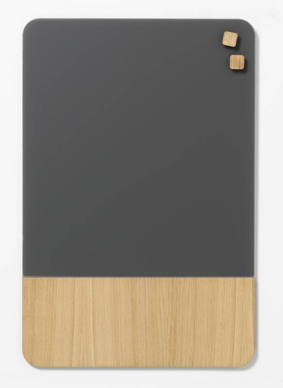 40 x 60 cm. Matt glass grey/Oak veneer Magnetic board 40 x 60 cm. Matt glass grey/Oak veneer Magnetic board