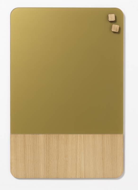 40 x 60 cm. Matt glass gold/Oak veneer Magnetic board 40 x 60 cm. Matt glass gold/Oak veneer Magnetic board