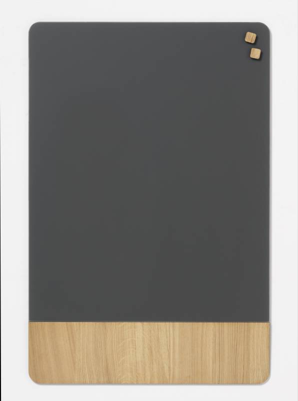 60 x 80 cm. Frosted glass gray / Oak veneer Magnetic board 60 x 80 cm. Frosted glass gray / Oak veneer Magnetic board