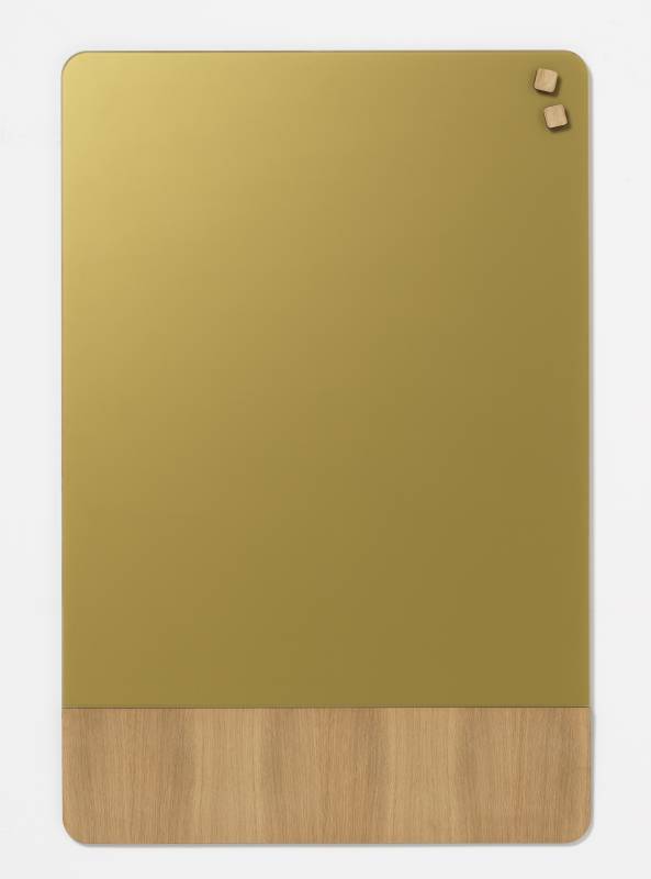60 x 80 cm. Frosted Glass Gold/Oak veneer Magnetic board 60 x 80 cm. Frosted Glass Gold/Oak veneer Magnetic board