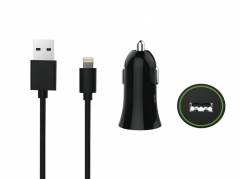Biloplader 12W USB-A Lightening MFI 1m sort