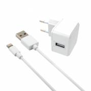 Oplader t/væg 12W 2USB-A Lightning MFI 1m hvid