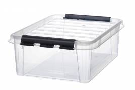 Plastkasse SmartStore Classic 24 klar 24l m/låg 50x39x18cm