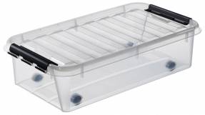 Plastkasse SmartStore Classic 35 klar 35l m/låg og hjul 72x40x19cm