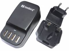Oplader Sandberg 4xUSB sort 6,8A