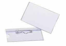 Kongresmærke Bantex 40X70mm m/nål incl. indstik 100stk/pak