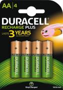 Batteri Duracell genopladelig AA 1300mAh 4stk/pak