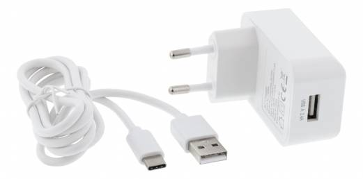 Oplader t/væg 12W 2USB-A USB-C 1m hvid