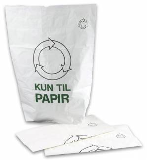 Affaldssække papir 700x950x250 1-lags let opløs.hvid