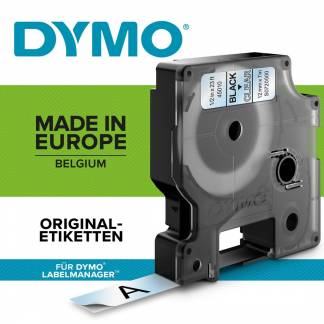 Labeltape DYMO D1 6mm sort på klar