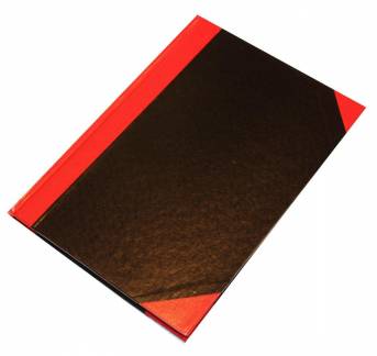 Kinabog linjeret A5 Q-Line sort/rød 80 blade 70g FSC