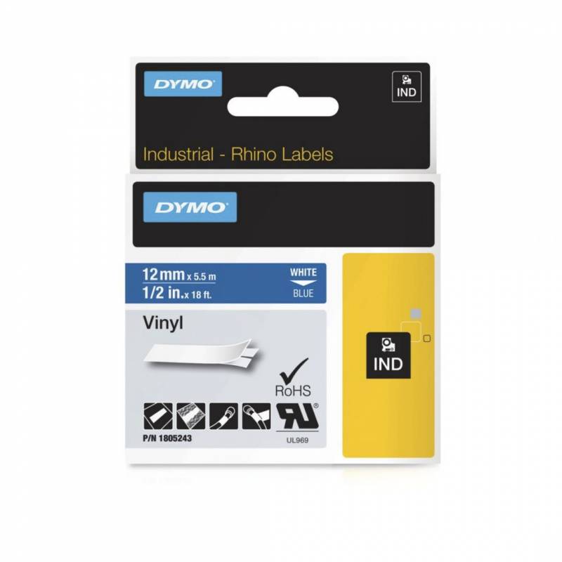 Tape Rhino 12mmx5,5m colour vinyl white/blu