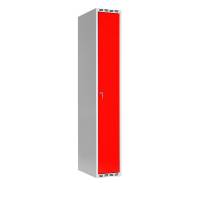 Garderobeskab SMG 1x300mm med lige tag, røde døre og cylinderlås