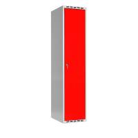 Garderobeskab SMG 1x400mm med lige tag, røde døre og cylinderlås