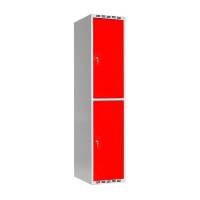 Garderobeskab SMG 2-delt 1x400mm med lige tag, røde døre og cylinderlås