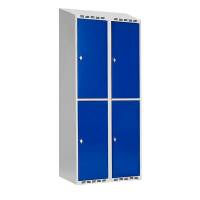 Garderobeskab SMG 2-delt 2x400mm med skråt tag, blå døre og greb for hængelås