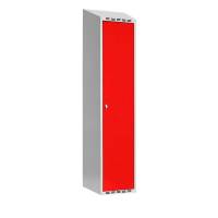 Garderobeskab SMG 1x400mm med skråt tag, røde døre og greb for hængelås
