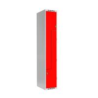 Z-Garderobeskab SMZ 1x300mm lige tag, røde døre og greb for hængelås